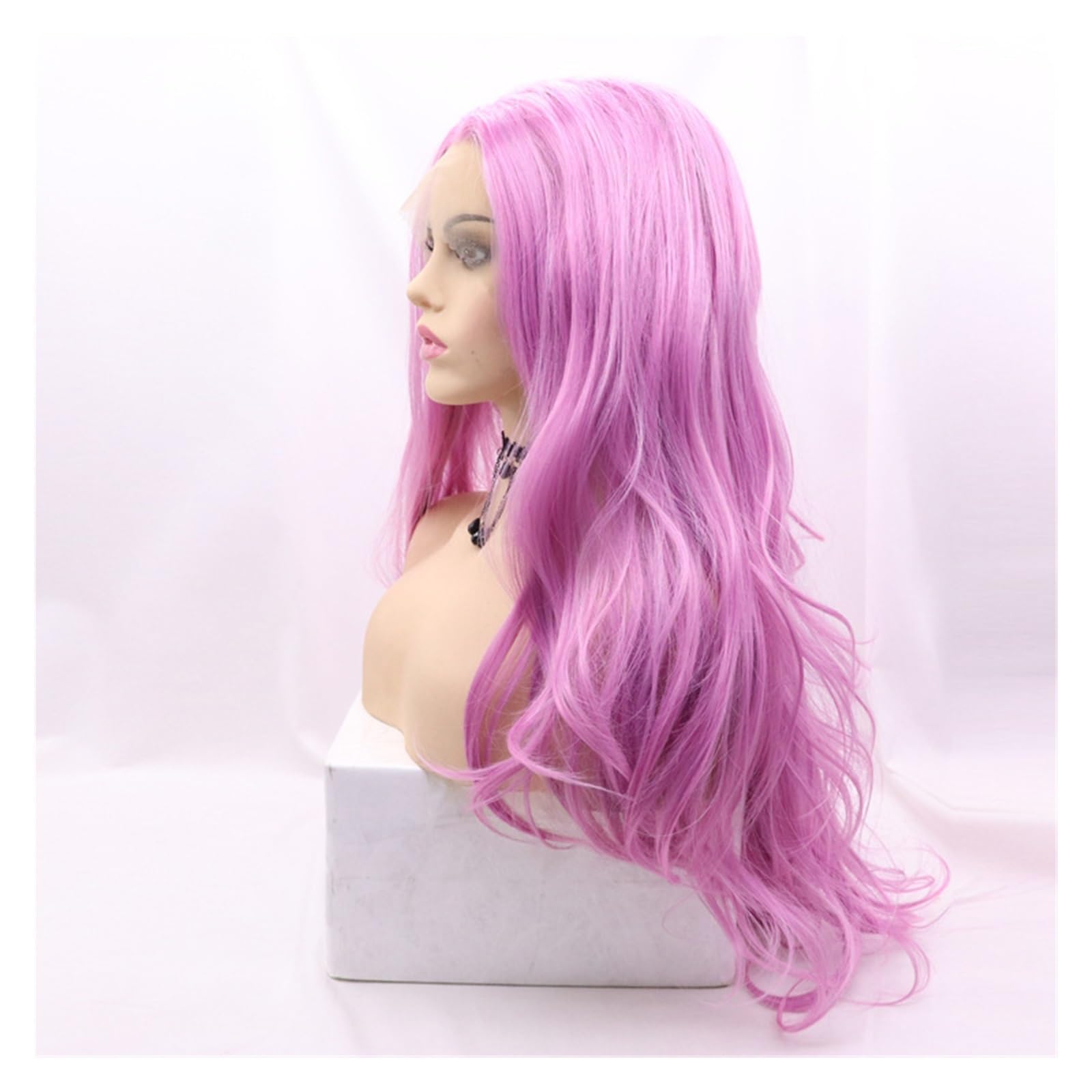 Long wave purple synthetic wig