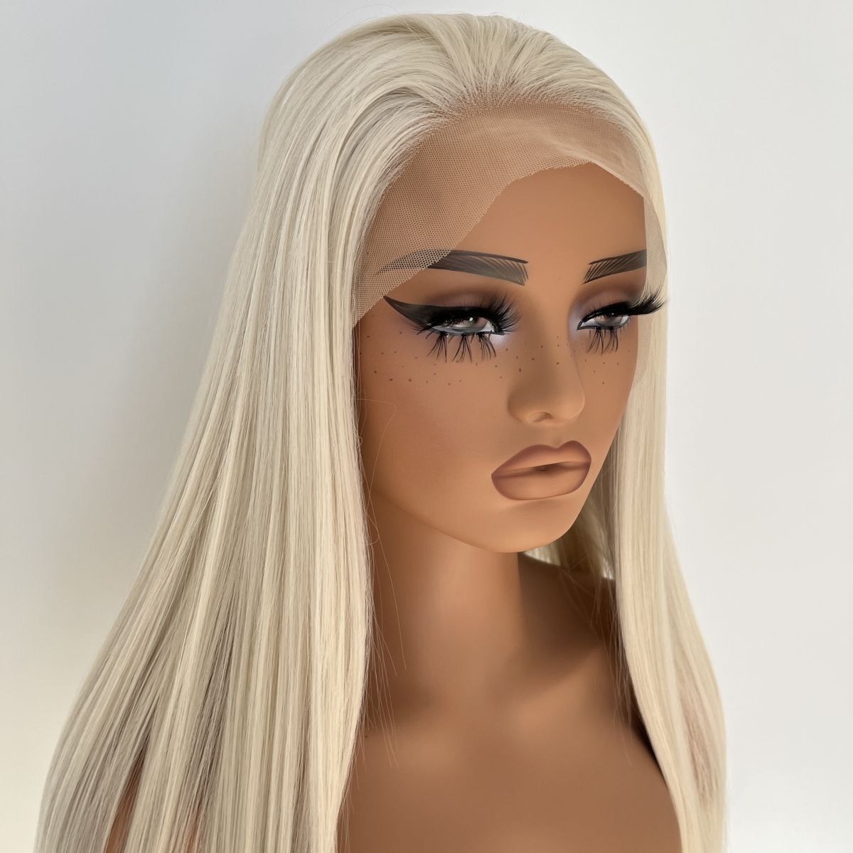 Synthetic hair front wigs long straight platinum hair
