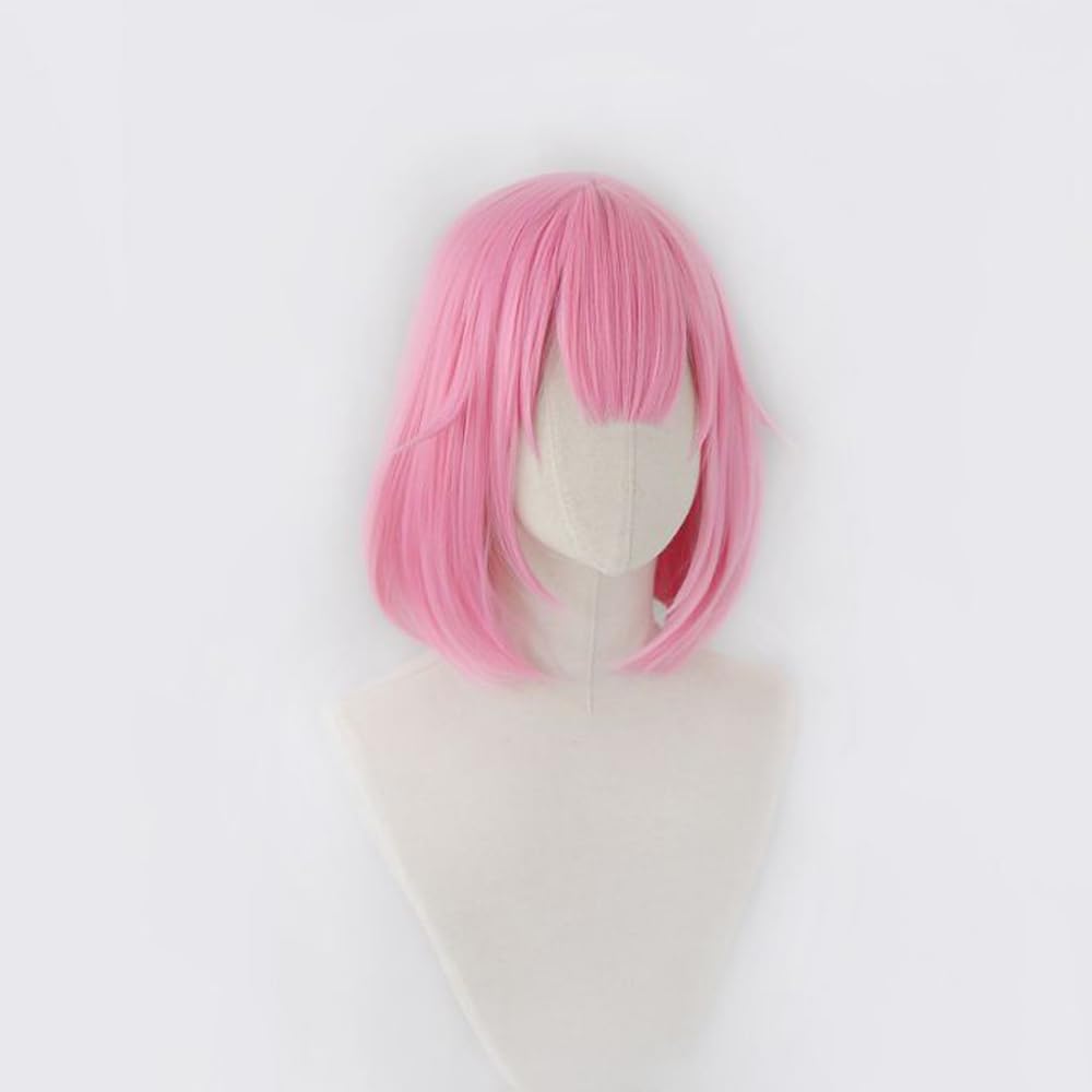 Pink short straight wig female bob synthetic wig