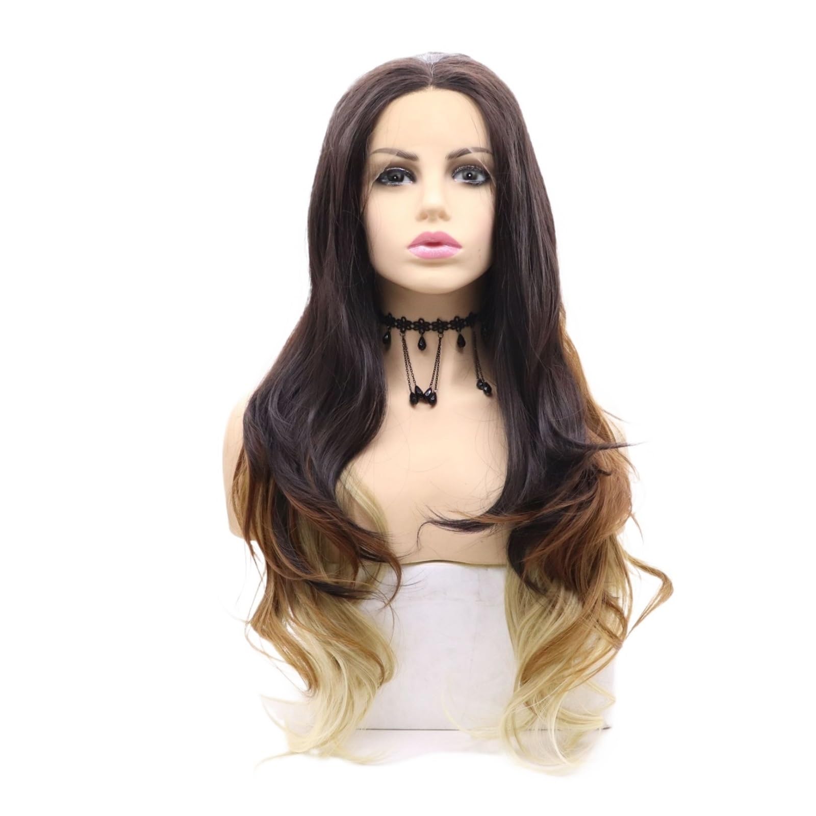 High-quality long curly brown women's chemical fiber hair