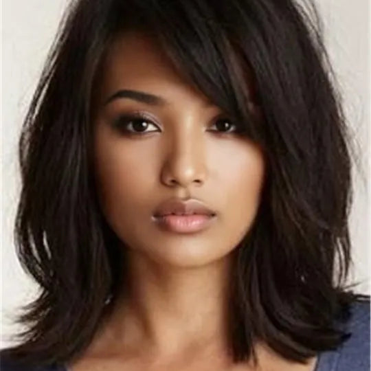 Messy Lob Loose Wavy Human Hair Capless Women Wig