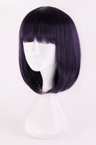 Dark purple short wig women front straight bob wig daily wig synthetic wig