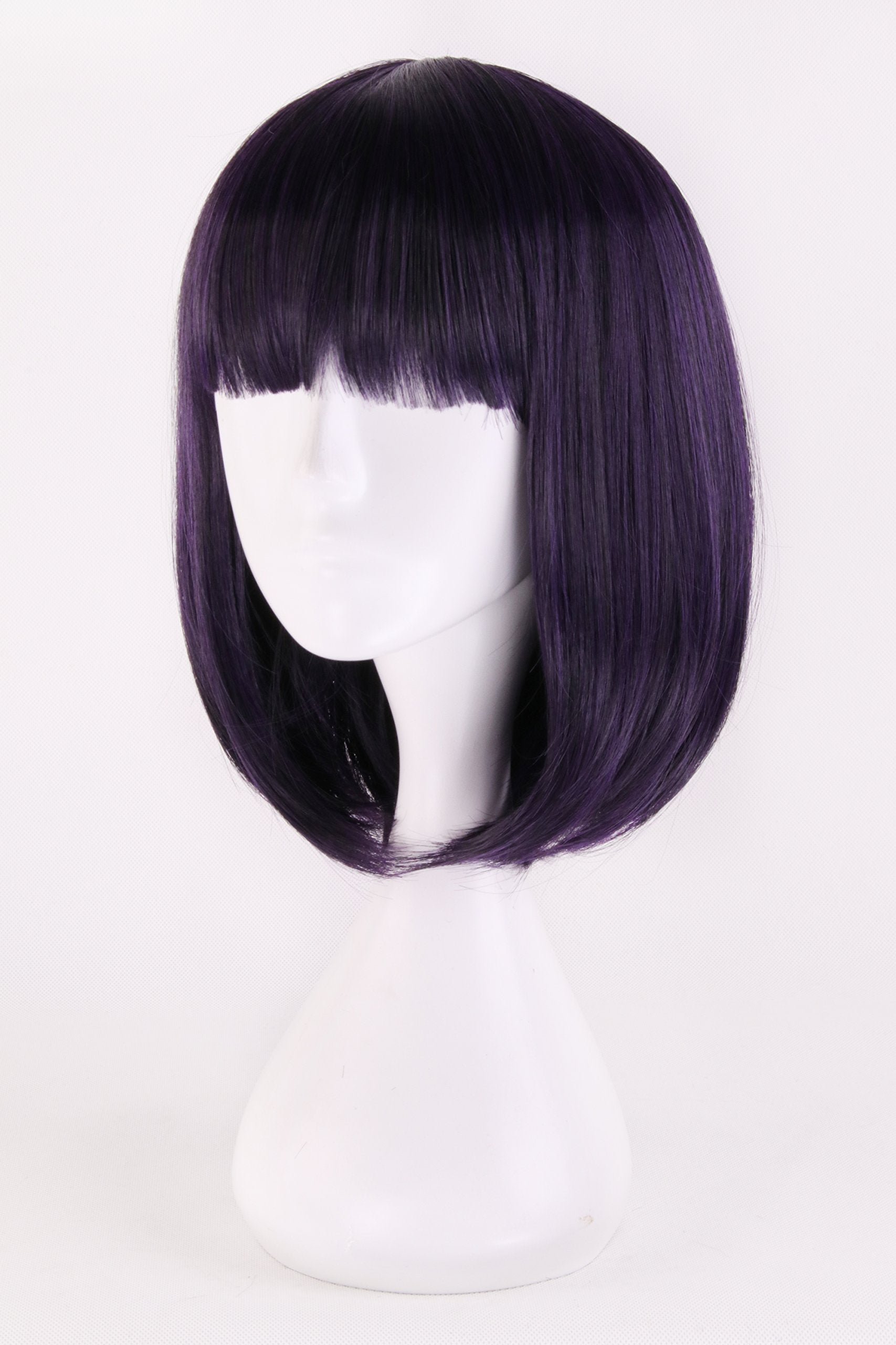 Dark purple short wig women front straight bob wig daily wig synthetic wig