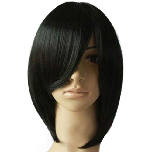 Short black straight hair synthetic wig
