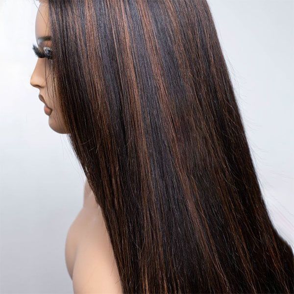 Layered Cut Glueless Highlights Silky Straight