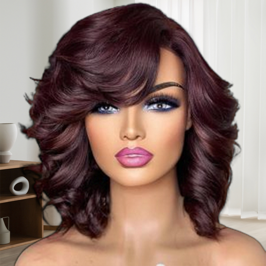 Side Part Wave With Bangs Lace Wigs