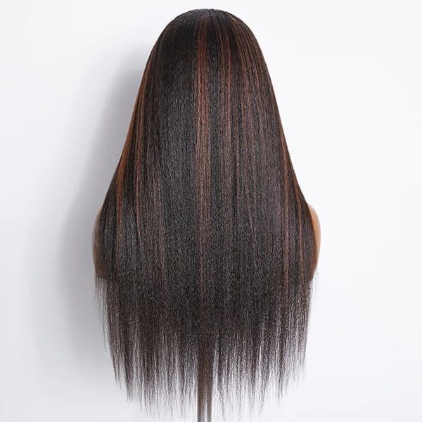 Kinky Straight Highlights 5x5 Closure Undetectable Lace Wig