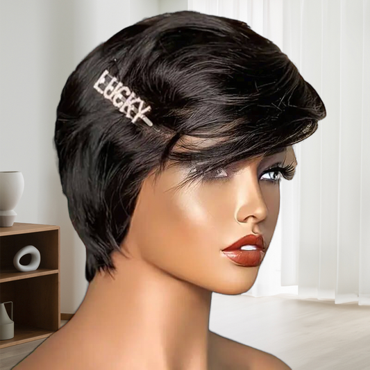 Pixie Cut Bob Wigs Side Part Closure Lace Wig