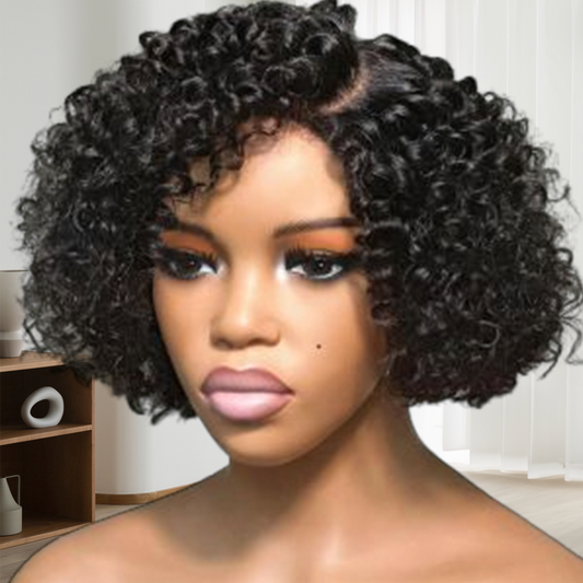 Glueless Short Curly Pre Cut Closure Lace Wig