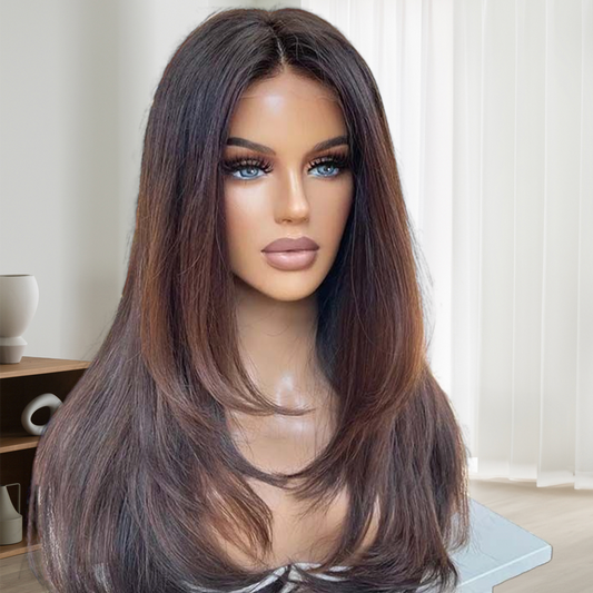 Glueless Straight Human Hair Closure Lace Wigs