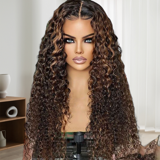 Glueless Honey Blonde Deep Curly Lace Front Wigs