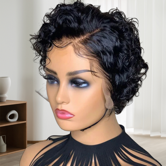 Glueless Pixie Cut Short Curly Bob Wig Lace Front Wigs