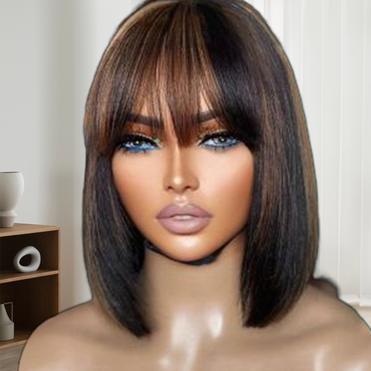 Glueless Wigs With Bangs Lace Front Wig Human Hair Wig