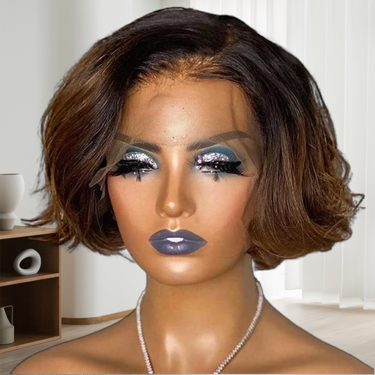 Short Wave Ombre Bob Wig 13x4 Lace Front Wig