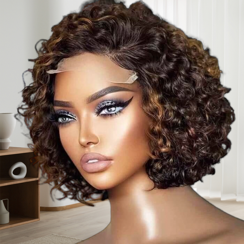 Glueless Short Curly Bob Wigs Lace Wig Human Hair