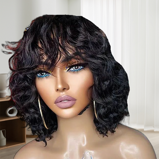 Short Wave Bob Wigs with Bangs Wigs