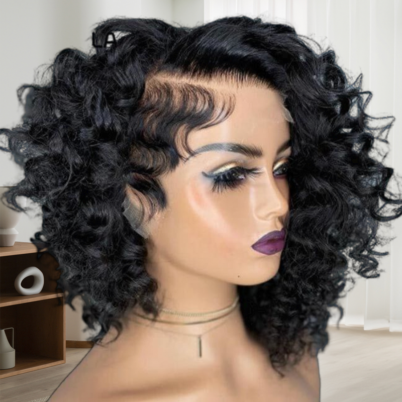 Glueless Pixie Curly Short Bob Wig Human Hair Wig