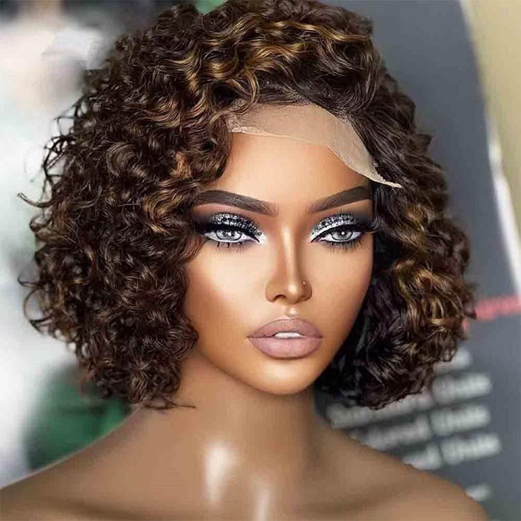 Glueless Short Curly Bob Wigs Lace Wig Human Hair