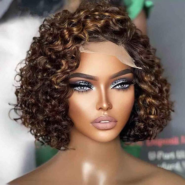 Glueless Short Curly Bob Wigs Lace Wig Human Hair