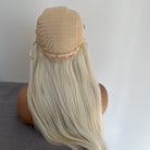 Synthetic hair front wigs long straight platinum hair