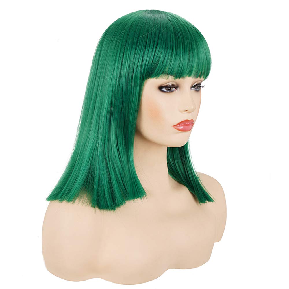 Short Straight Black Wig with Bangs Natural Looking Heat Resistant Hair Cosplay Costume Wigs