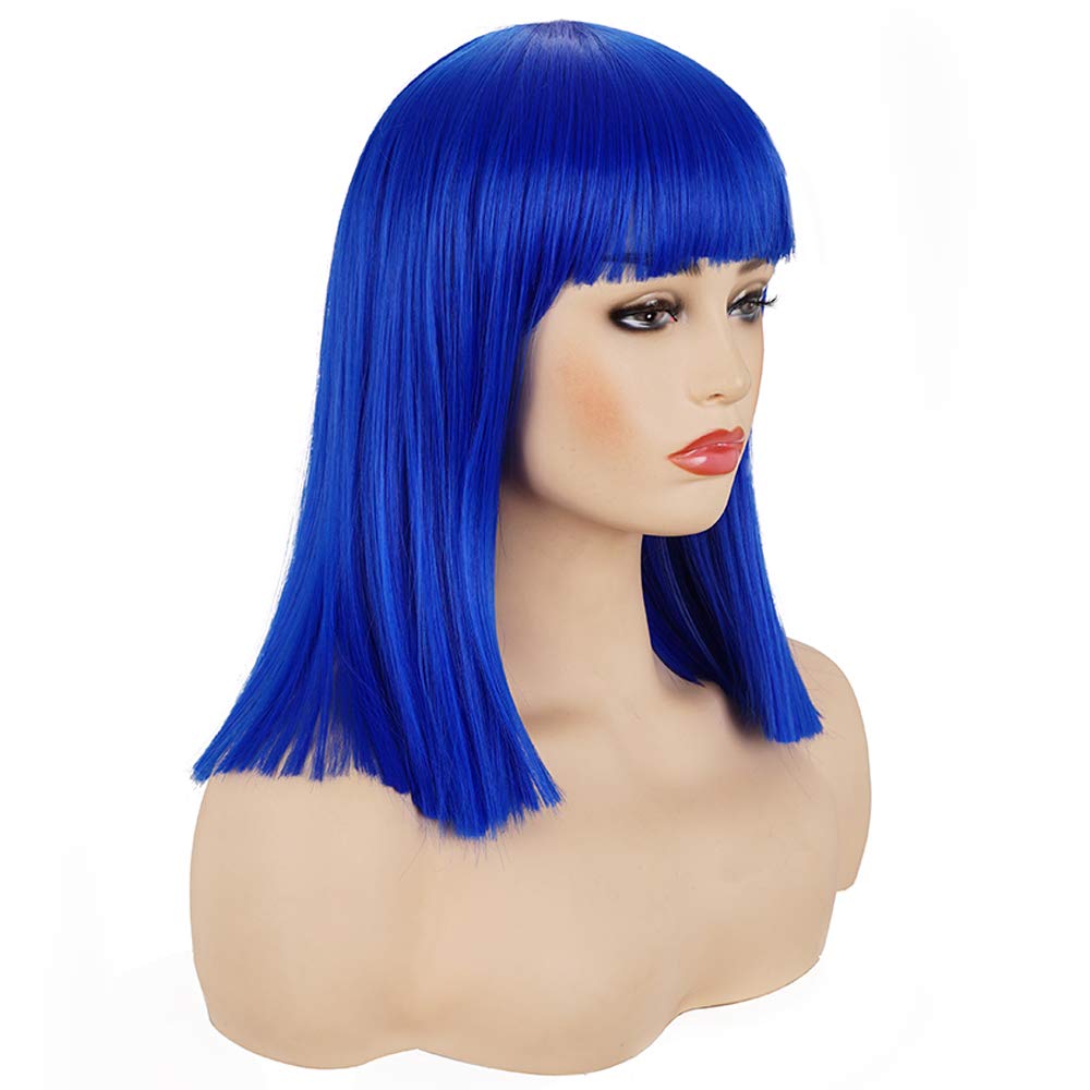 Short Straight Black Wig with Bangs Natural Looking Heat Resistant Hair Cosplay Costume Wigs