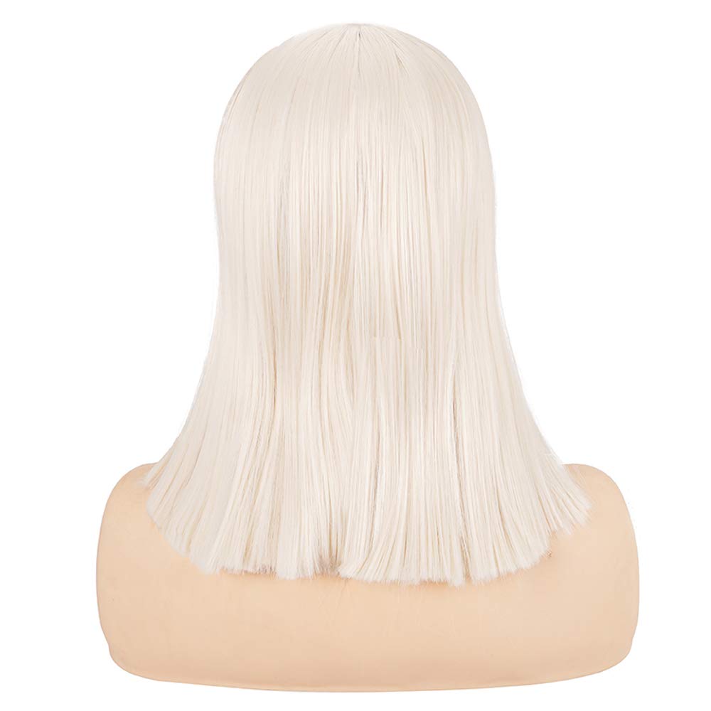 Short Straight Black Wig with Bangs Natural Looking Heat Resistant Hair Cosplay Costume Wigs