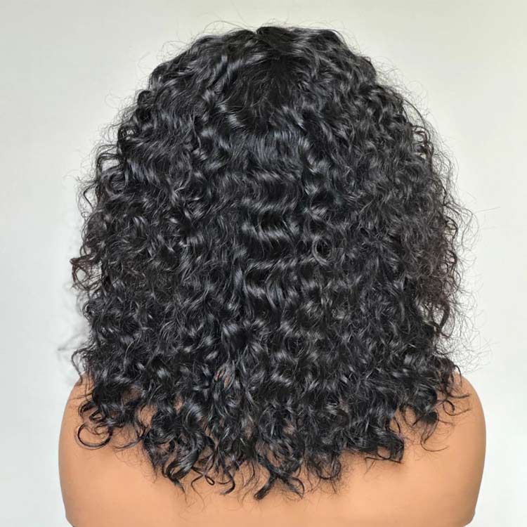 Glueless Brown Highlights Fluffy Curly 5x5 Closure Lace Wig