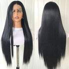Lace front wig synthetic hair black long hair