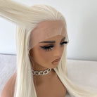 Synthetic hair front wigs long straight platinum hair