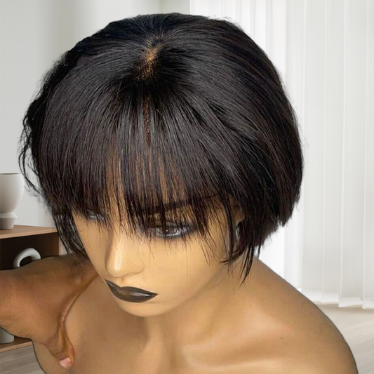 Bob Wigs With Bangs Glueless Wigs 100% Human Hair