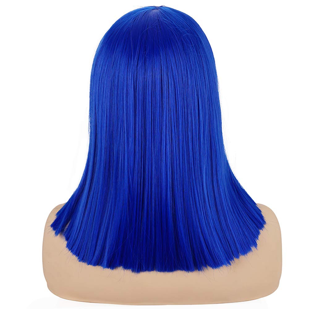 Short Straight Black Wig with Bangs Natural Looking Heat Resistant Hair Cosplay Costume Wigs