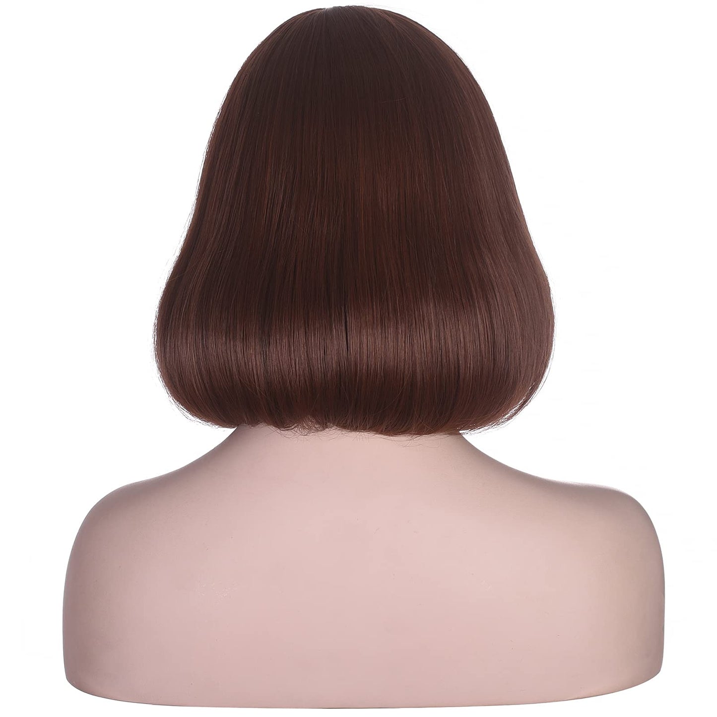 Short Straight Bob Wig Heat Resistant Hair with Blunt Bangs Natural Looking Cosplay Costume Daily Wigs