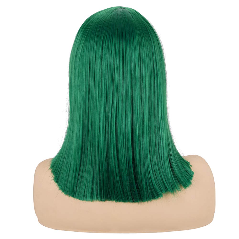 Short Straight Black Wig with Bangs Natural Looking Heat Resistant Hair Cosplay Costume Wigs