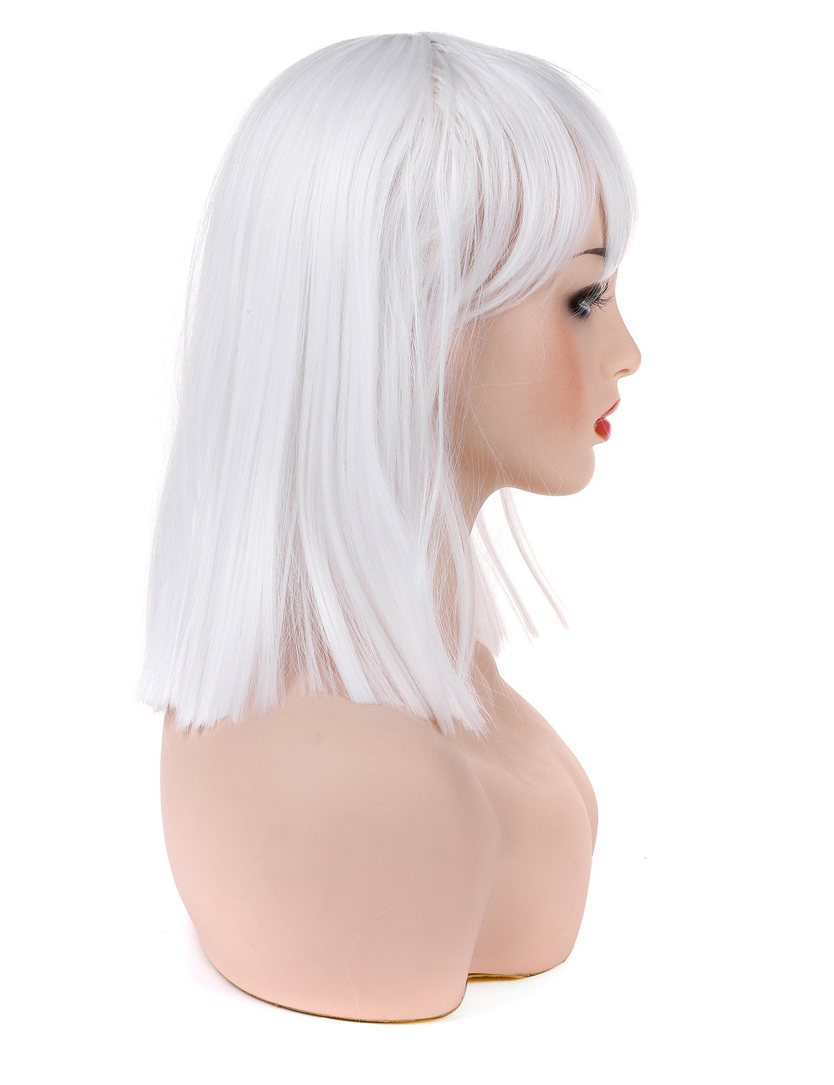 Short Straight Black Wig with Bangs Natural Looking Heat Resistant Hair Cosplay Costume Wigs