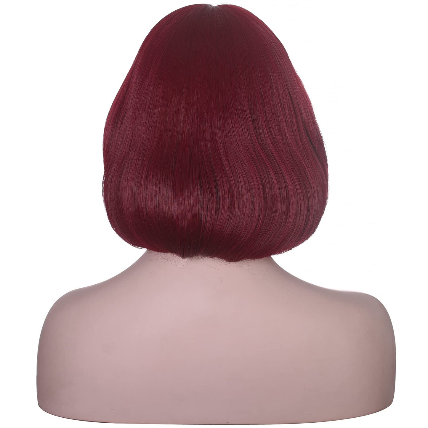 Short Straight Bob Wig Heat Resistant Hair with Blunt Bangs Natural Looking Cosplay Costume Daily Wigs