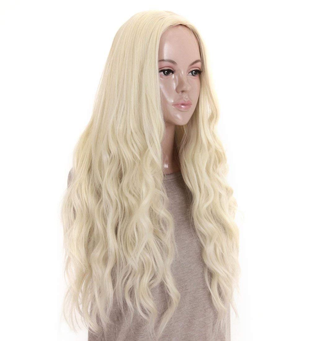 Women's Long Curly Body Wavy Heat Resistant Blonde with Highlights Wig Synthetic Full Hair Wig for Women (Blonde with Highlights)