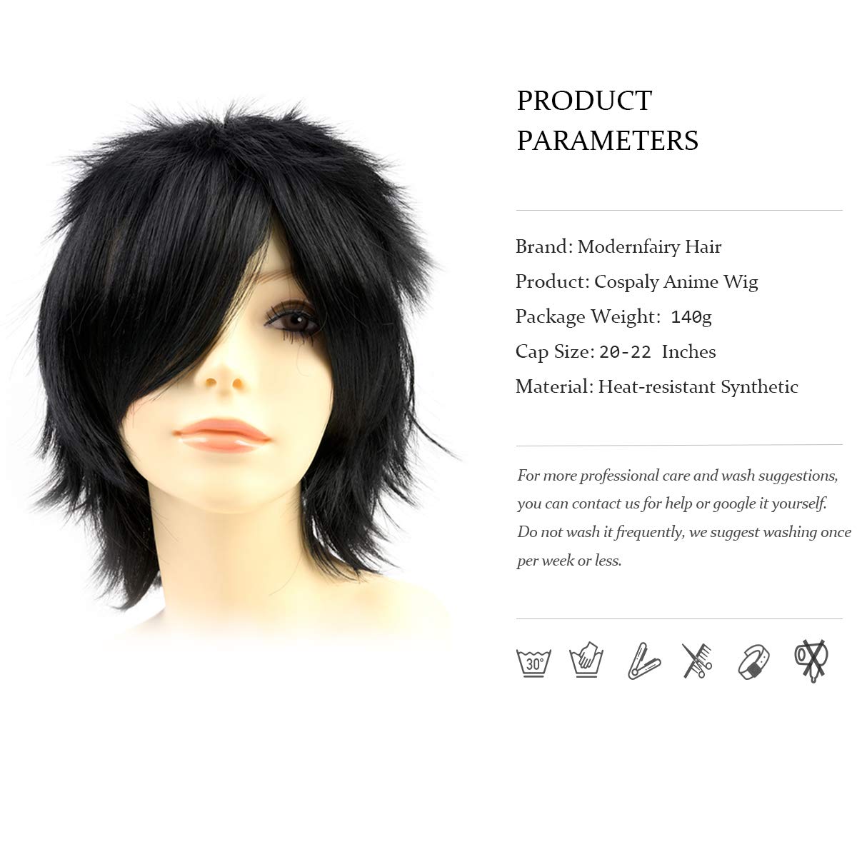 Anime Halloween Wig Dark Orange for Cosplay Party, Synthetic Layered Short Hair Wigs with Bangs