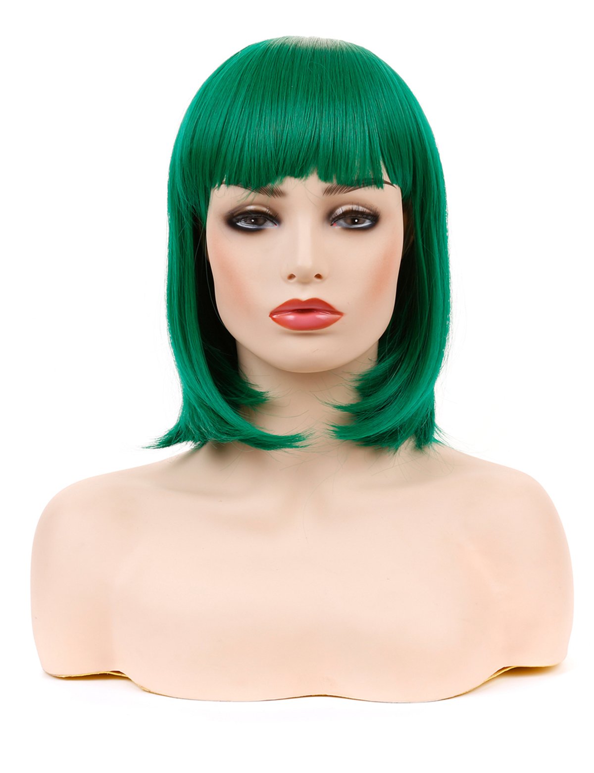 Short Straight Bob Wig Heat Resistant Hair with Blunt Bangs Natural Looking Cosplay Costume Daily Wigs