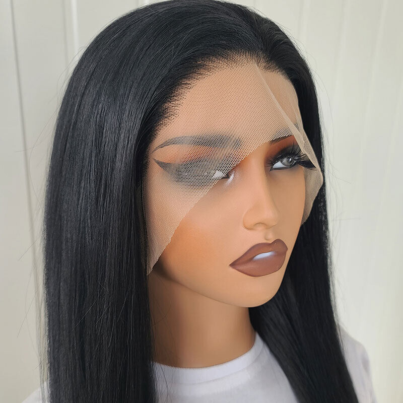 Lace front wig synthetic hair black long hair