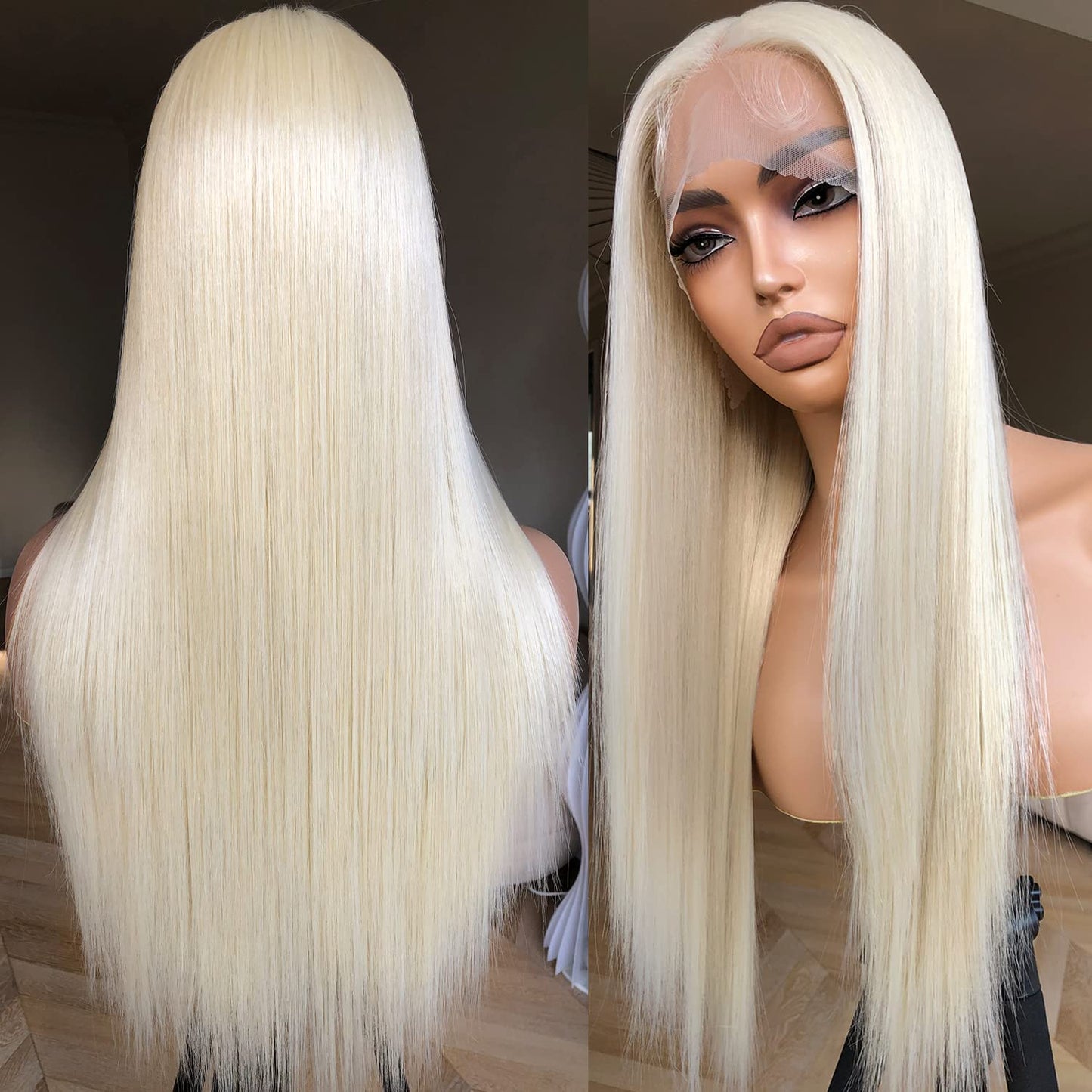 Honey Blonde Lace Front Wig - Pre Plucked, Ready to Wear, HD Glueless 13X5X1 - Highlight Synthetic Straight Wig for Women