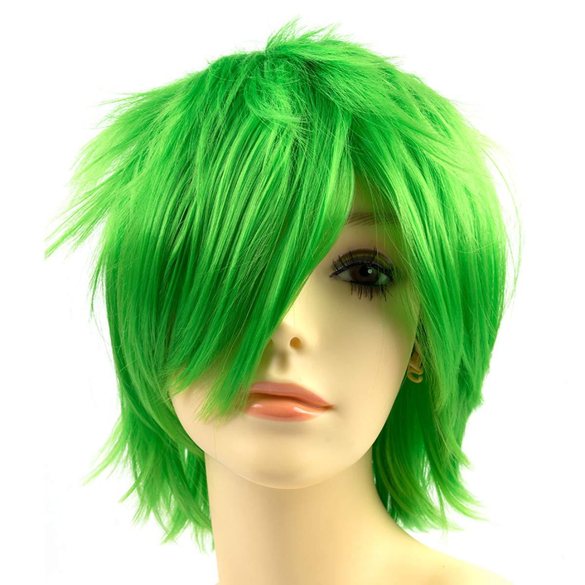 Anime Halloween Wig Dark Orange for Cosplay Party, Synthetic Layered Short Hair Wigs with Bangs