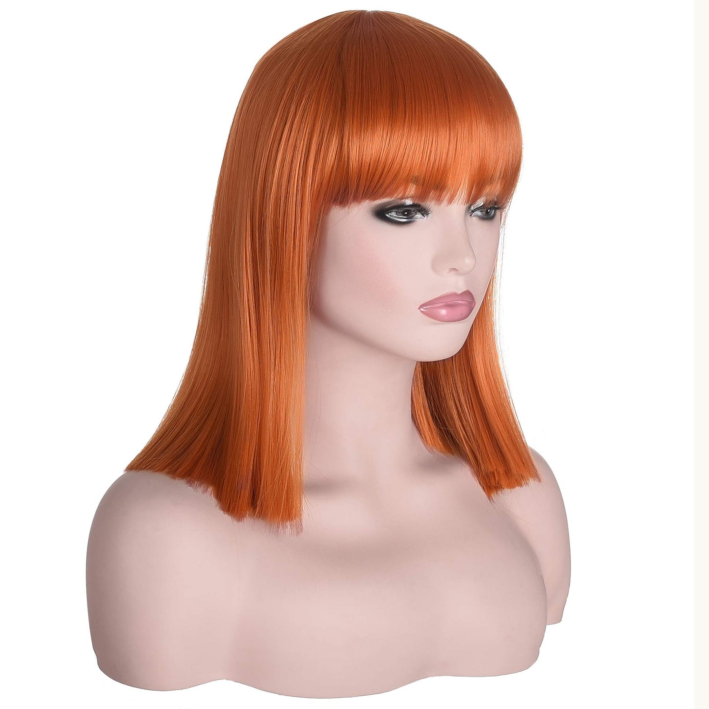 Short Straight Black Wig with Bangs Natural Looking Heat Resistant Hair Cosplay Costume Wigs