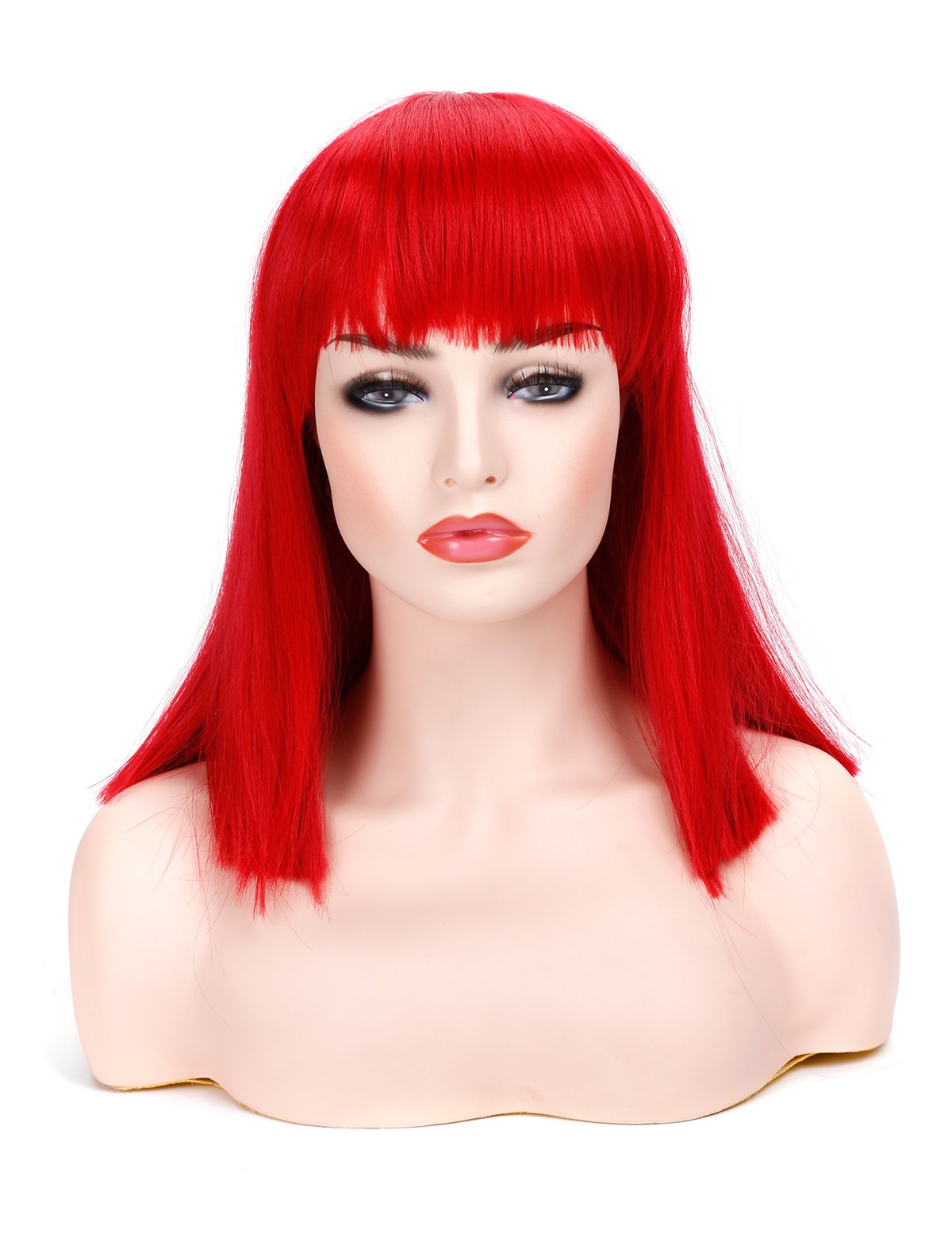 Short Straight Black Wig with Bangs Natural Looking Heat Resistant Hair Cosplay Costume Wigs