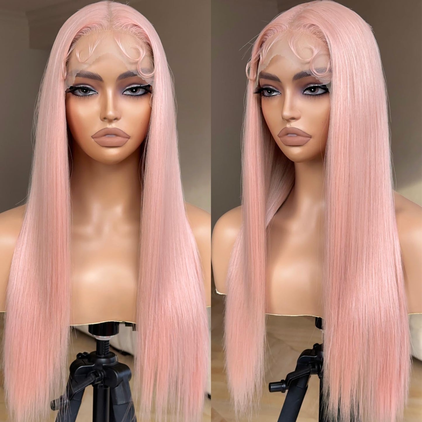 Honey Blonde Lace Front Wig - Pre Plucked, Ready to Wear, HD Glueless 13X5X1 - Highlight Synthetic Straight Wig for Women