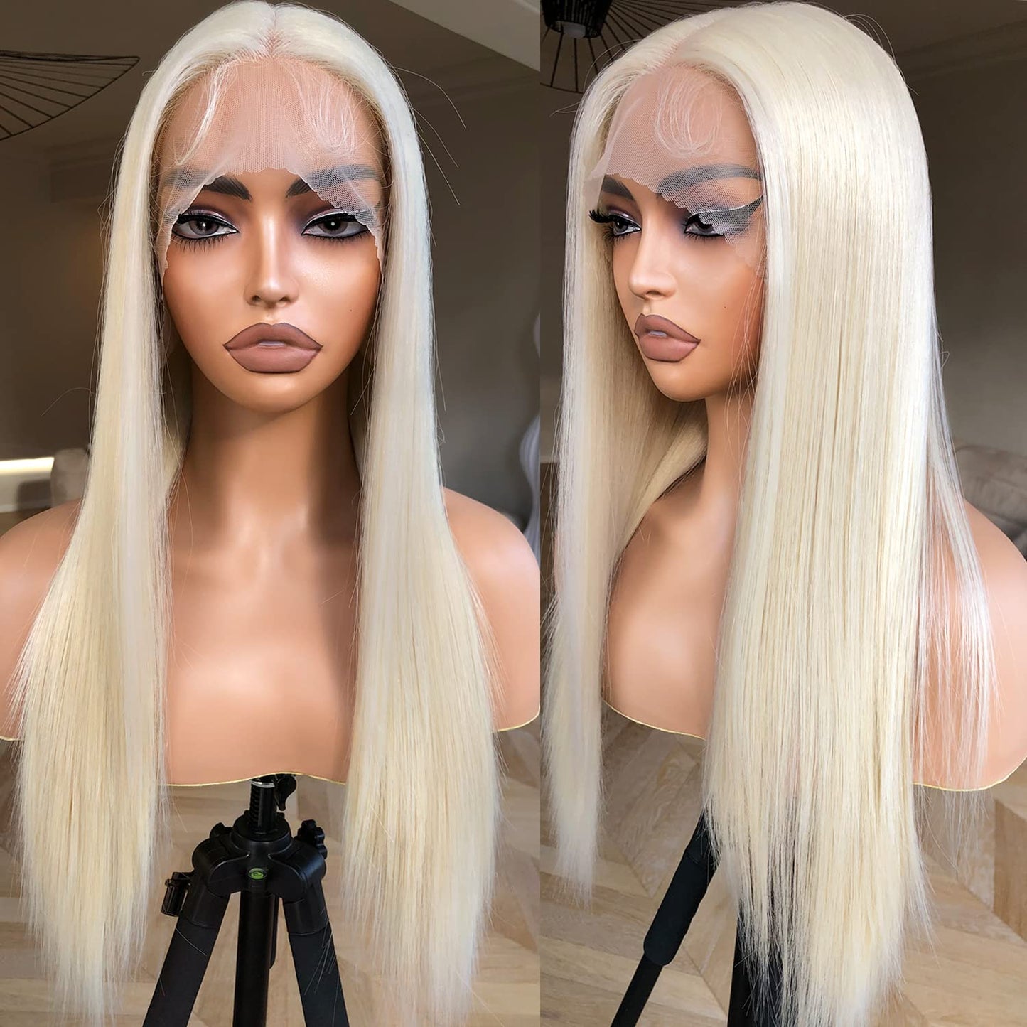 Honey Blonde Lace Front Wig - Pre Plucked, Ready to Wear, HD Glueless 13X5X1 - Highlight Synthetic Straight Wig for Women