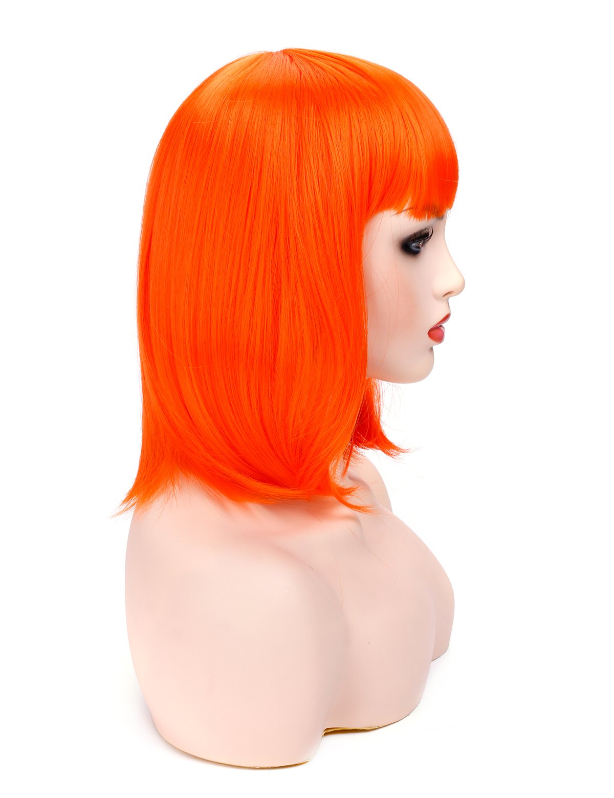 Short Straight Bob Wig Heat Resistant Hair with Blunt Bangs Natural Looking Cosplay Costume Daily Wigs