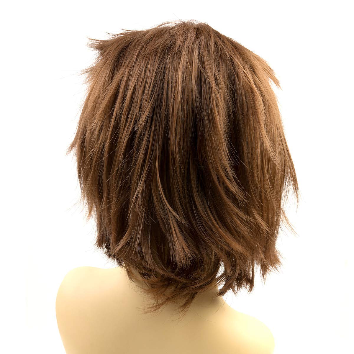 Anime Halloween Wig Dark Orange for Cosplay Party, Synthetic Layered Short Hair Wigs with Bangs