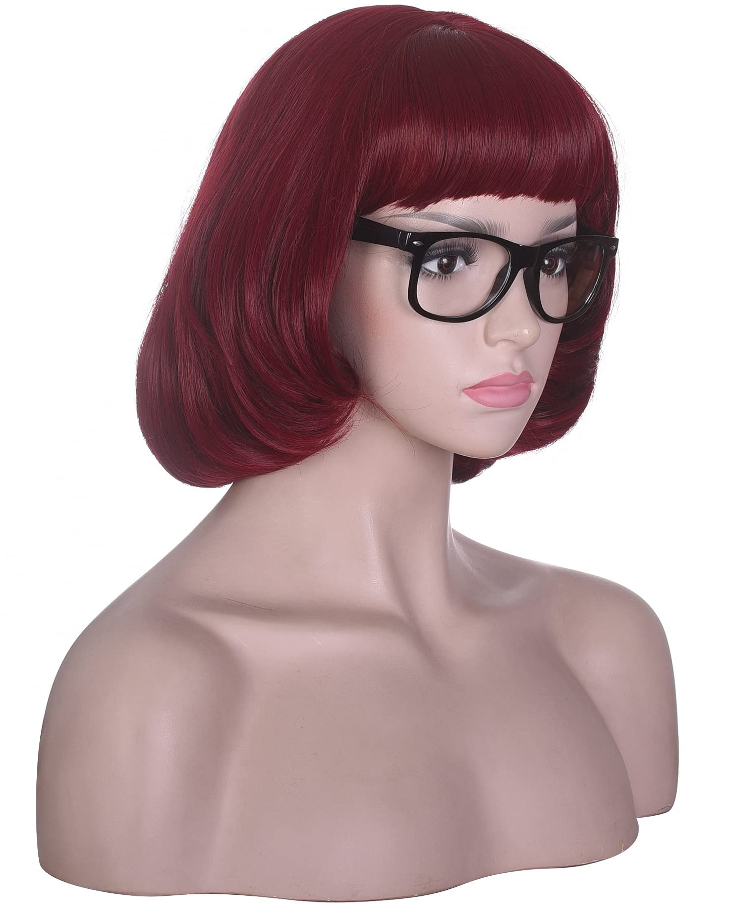 Short Straight Bob Wig Heat Resistant Hair with Blunt Bangs Natural Looking Cosplay Costume Daily Wigs