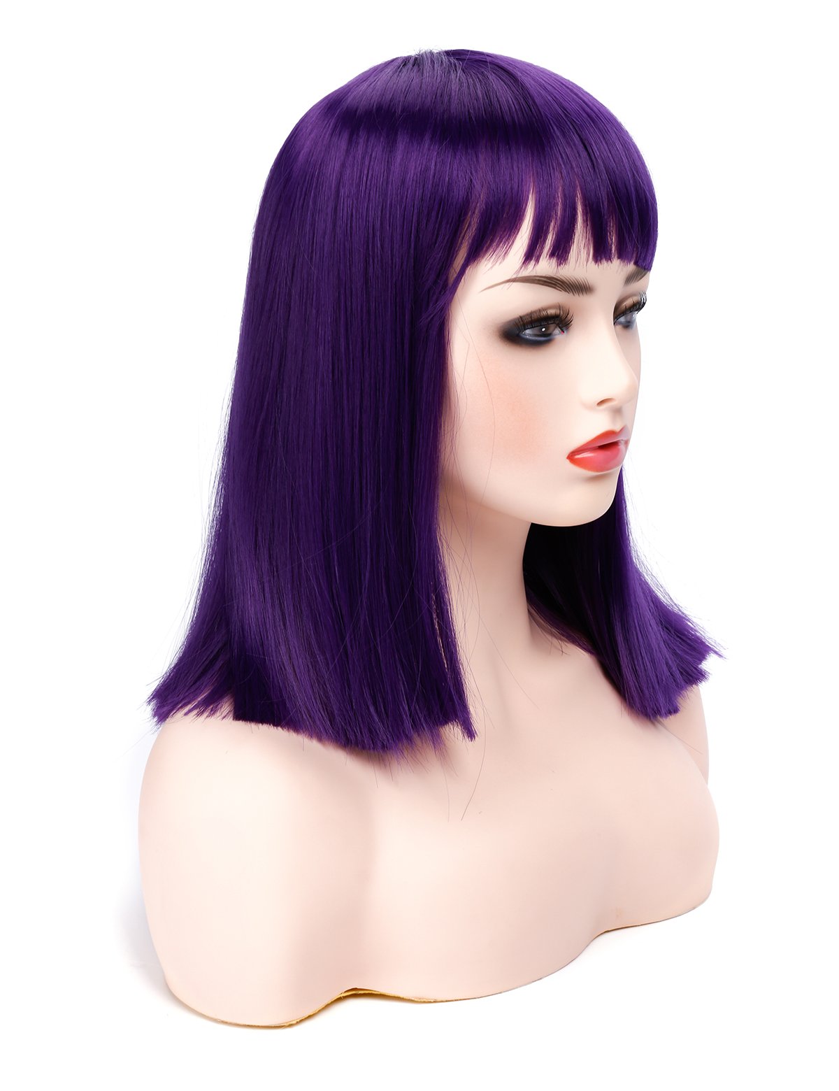 Short Straight Black Wig with Bangs Natural Looking Heat Resistant Hair Cosplay Costume Wigs